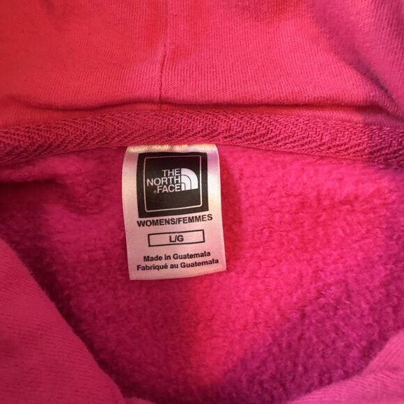 The North Face Bright Pink Comfy Hoodie Floral Lettering Women's Large - Picture 10 of 11